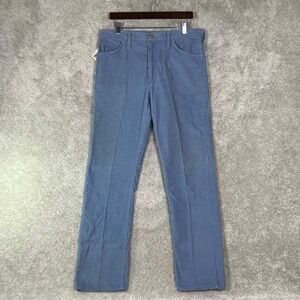 Vintage Wrangler Corduroy Pants Mens Blue Straight Leg Talon Zip Made in USA 80s